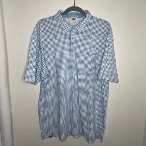 Peter Millar Blue and White Gingham Short Sleeve Mens Shirt